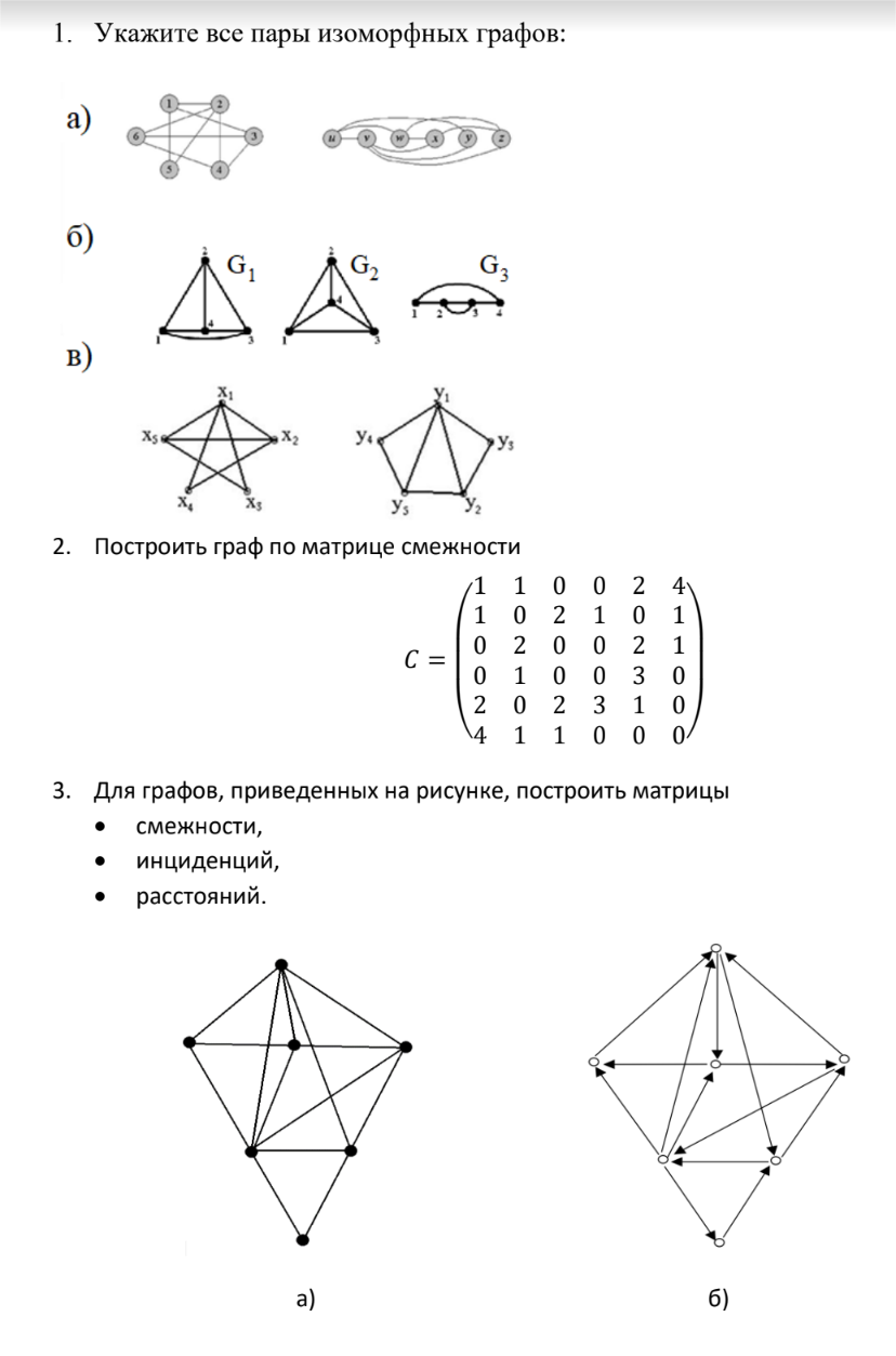 Изоморфные графы, построение графов по матрице