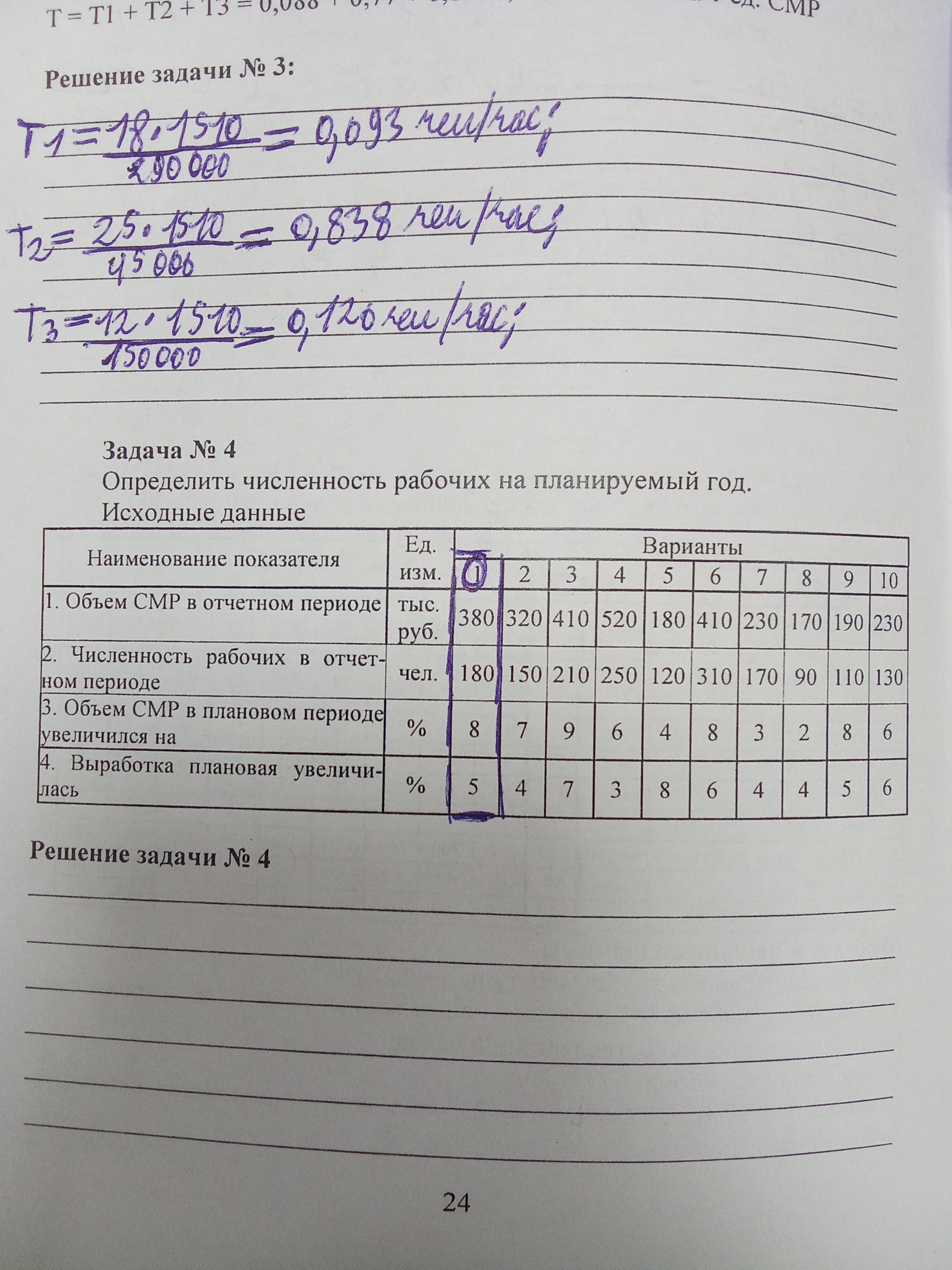 Определить численность рабочих на планируемый год
